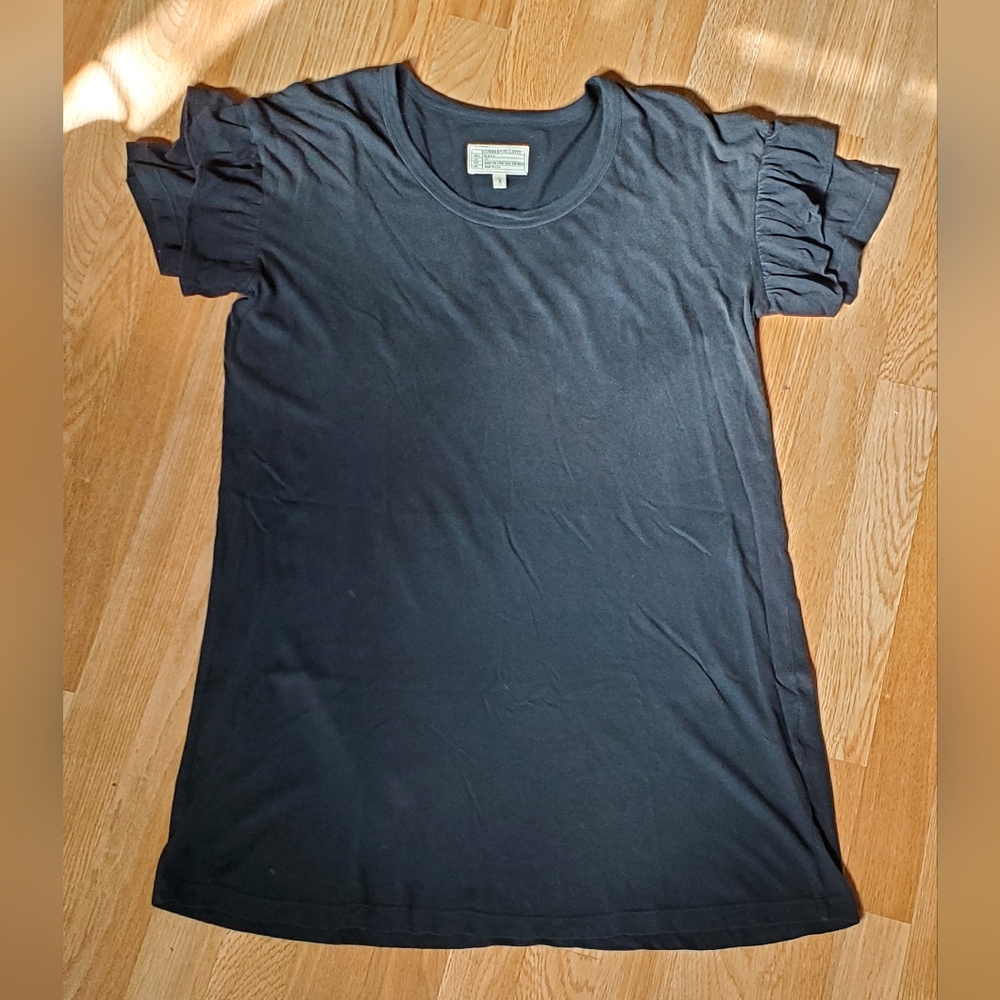 Current/Elliott Scoop Neck Roadie Ruffle Sleeve dress washed black size 1 (S)
